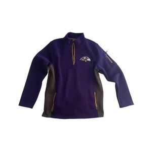 Baltimore Ravens NFL Team Apparel 1/4 Zip Pullover Sweater Purple / Gray Size M